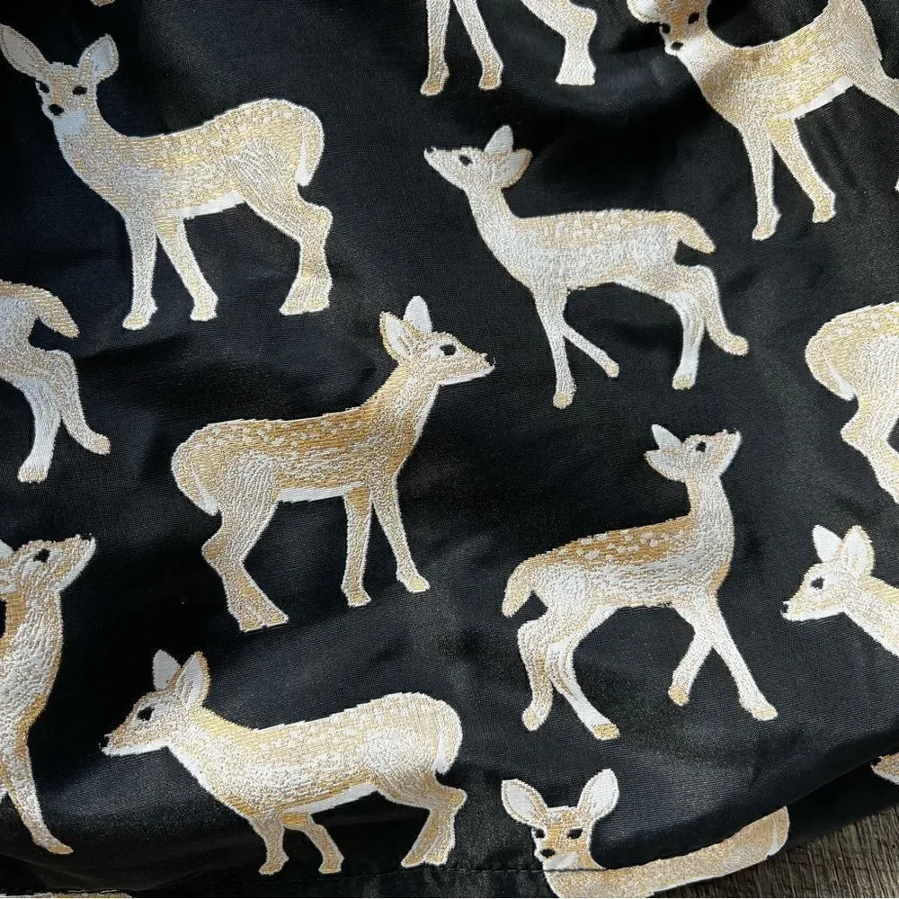 NWT Gymboree Girls Metallic Jacquard Deer Skirt Black Gold Holiday Girls XL 14